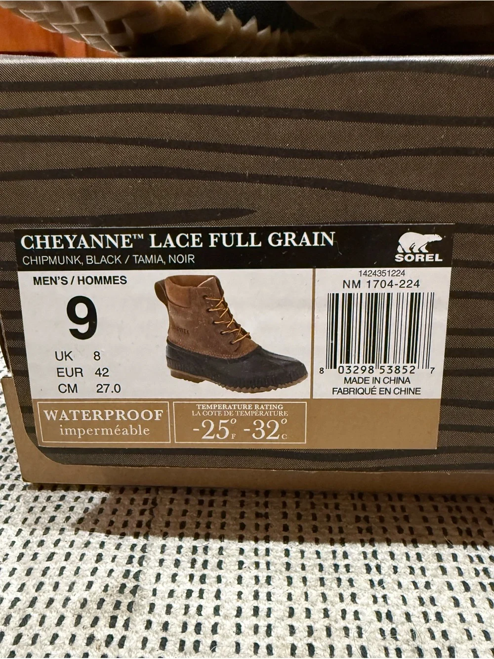 🆕 SOREL Cheyanne Lace Waterproof Men's Boots - Chipmunk, Black